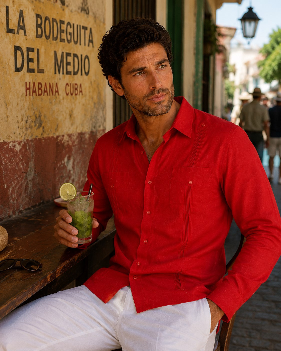 BOHIO Men’s 100% Irish Linen Guayabera Shirt – Luxury Long Sleeve Cuban Shirt for Resort & Wedding Wear - MLS401