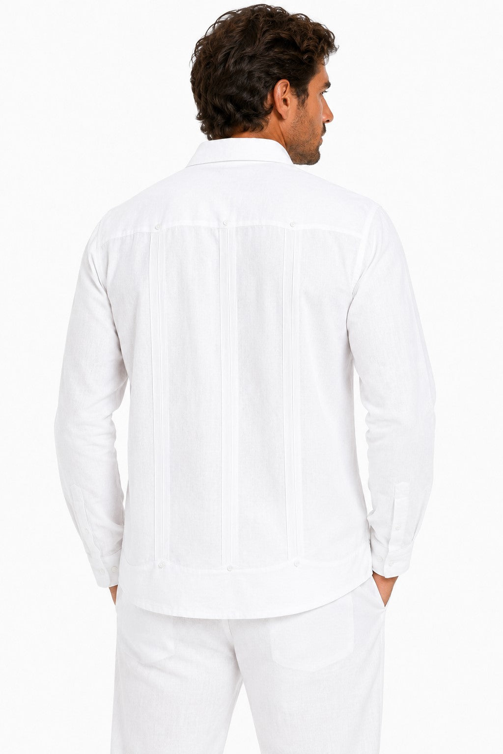 BOHIO Men’s 100% Irish Linen Guayabera Shirt – Luxury Long Sleeve Cuban Shirt for Resort & Wedding Wear - MLS401