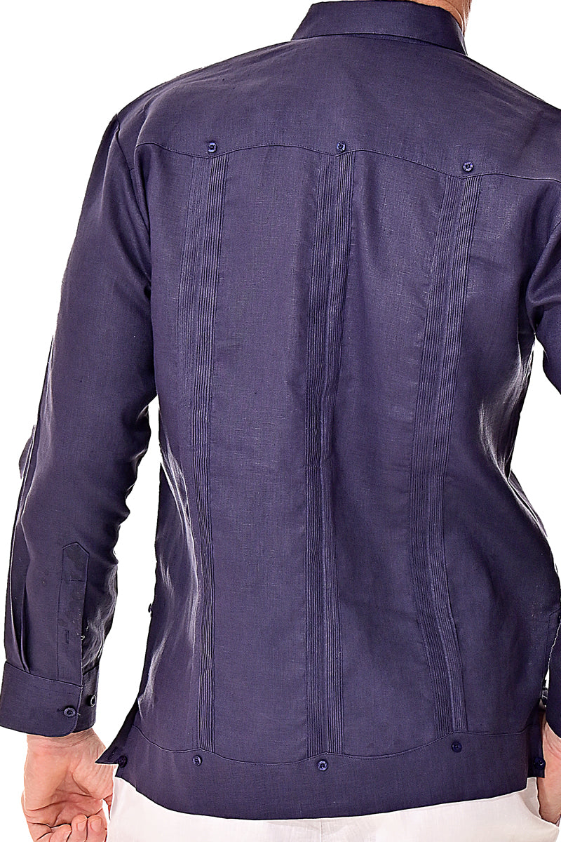 Mens 100% Soft Linen Guayabera L/S Shirt for Men- Traditional 4-Pocket in (5) Colors - MLS401 - Casual Tropical Wear