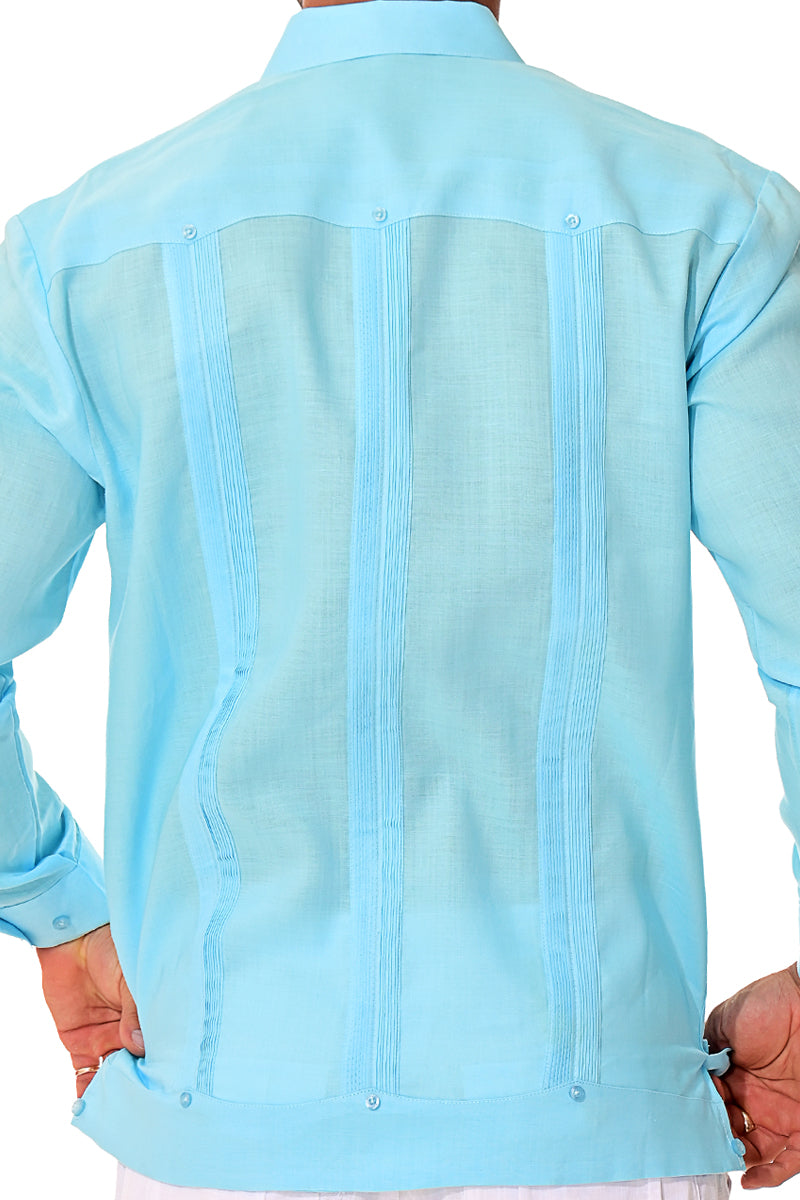 Bohio 100% Linen Traditional Guayabera Shirt for Men's 4 Pocket L/S in (7) Colors -MLS501 - Casual Tropical Wear