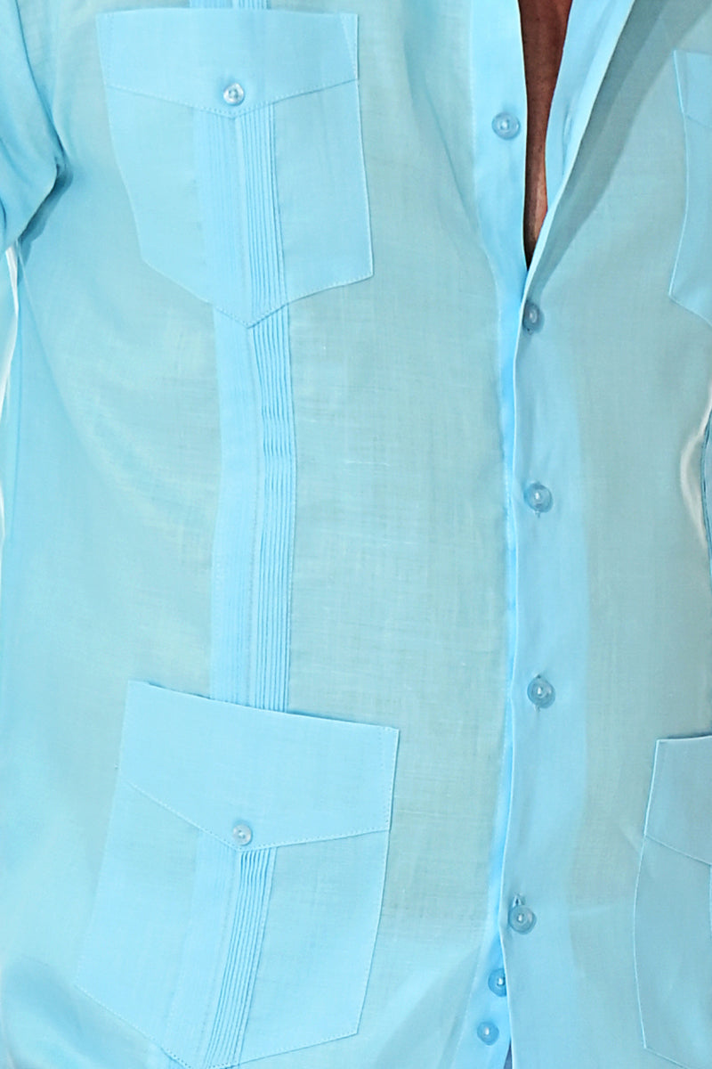 Bohio 100% Linen Traditional Guayabera Shirt for Men's 4 Pocket L/S in (7) Colors -MLS501 - Casual Tropical Wear