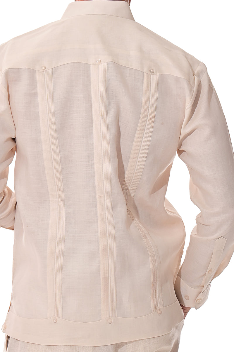 Bohio 100% Linen Traditional Guayabera Shirt for Men's 4 Pocket L/S in (7) Colors -MLS501 - Casual Tropical Wear