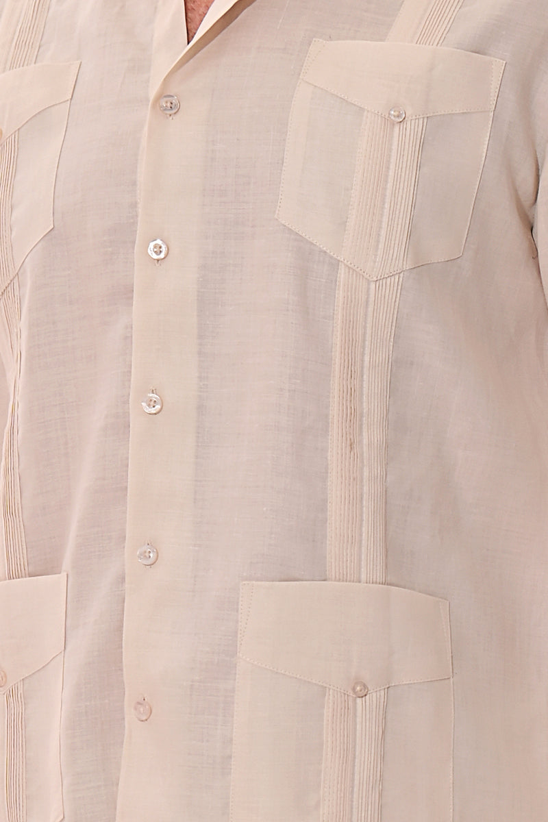 Bohio 100% Linen Traditional Guayabera Shirt for Men's 4 Pocket L/S in (7) Colors -MLS501 - Casual Tropical Wear