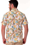 Bohio Men's Rayon Short Sleeve Button Down Tropical Print Shirt - MRS100