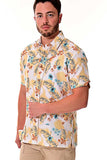 Bohio Men's Rayon Short Sleeve Button Down Tropical Print Shirt - MRS100