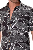 Bohio Men's Rayon Short Sleeve Button Down Tropical Hibiscus Print Shirt - MRS101