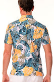 Bohio Men's Rayon Short Sleeve Button Down Tropical Print Palms Shirt - MRS104