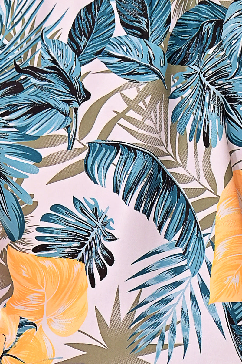 Bohio Men's Rayon Short Sleeve Button Down Tropical Print Palms Shirt - MRS104 - Casual Tropical Wear