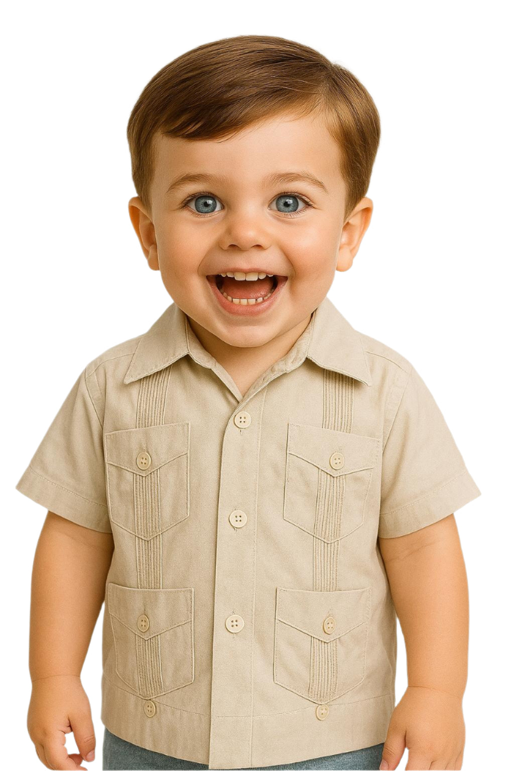 Boys’ Traditional Cotton-Blend Guayabera Shirt (12M–18Y) - BTCG1510 - Casual Tropical Wear
