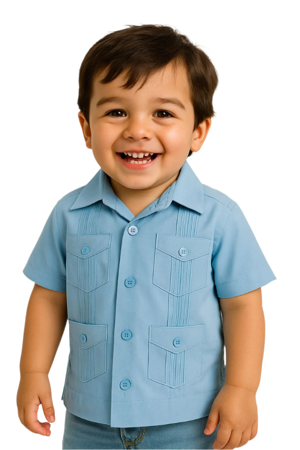 Boys’ Traditional Cotton-Blend Guayabera Shirt (12M–18Y) - BTCG1510 - Casual Tropical Wear