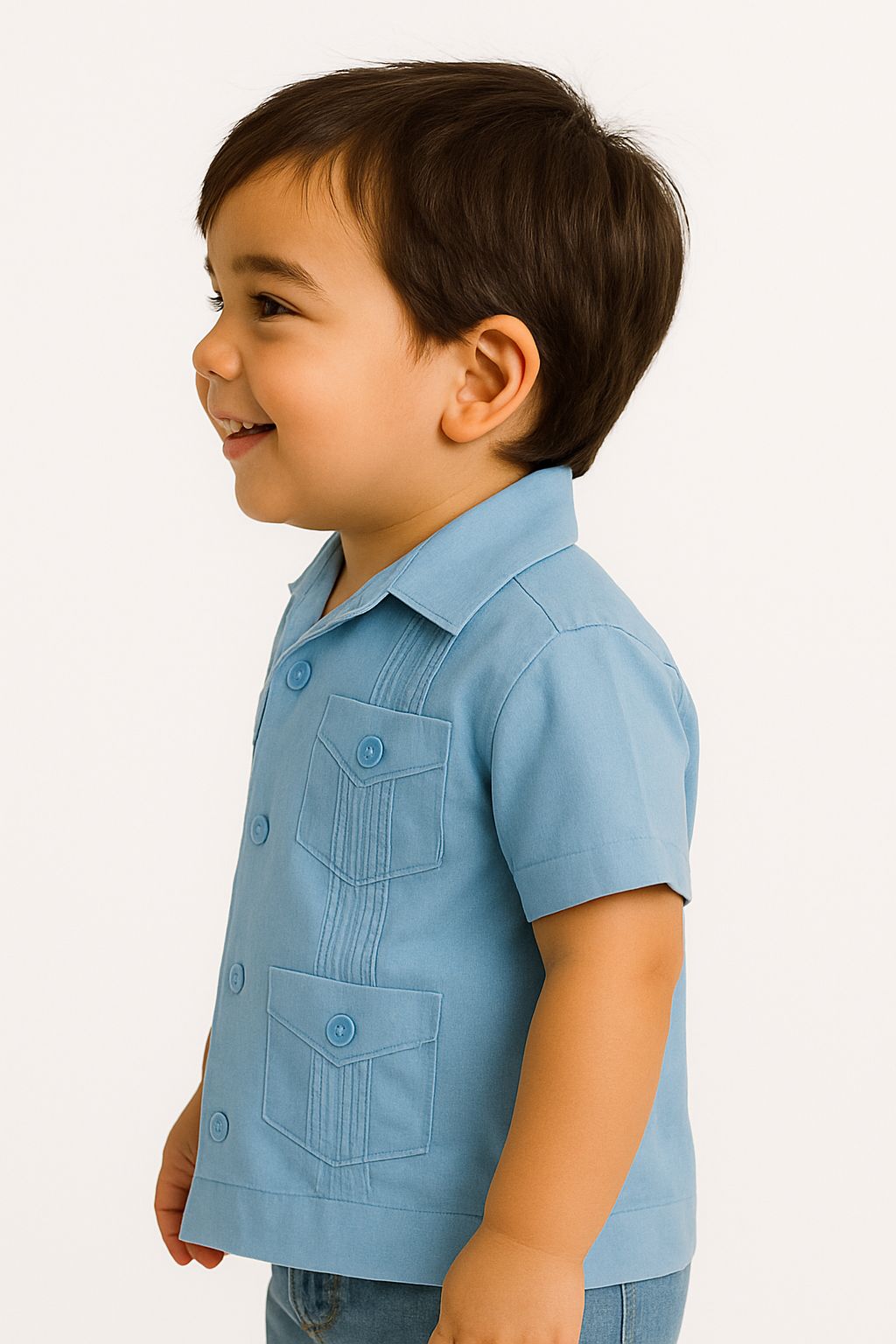 Boys’ Traditional Cotton-Blend Guayabera Shirt (12M–18Y) - BTCG1510 - Casual Tropical Wear