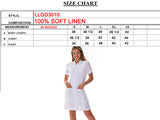 Ladies 100% Soft Linen Traditional (4) Pocket Guayabera Dress in (5) Colors - LLGD3010