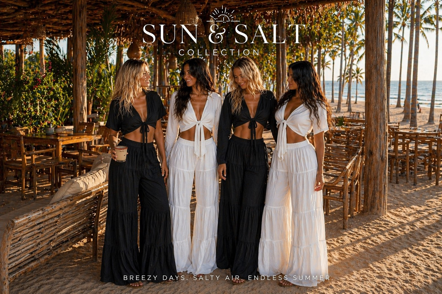Black Tiered Wide Leg Pants Women | Flowy Resort Pants | Beach Cover Up Bottom - LMT3903 - Casual Tropical Wear