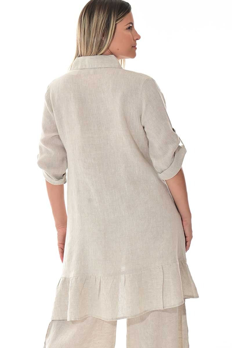 Linen Button-Down High-Low Dress/Blouse – LLWB3108 - Casual Tropical Wear