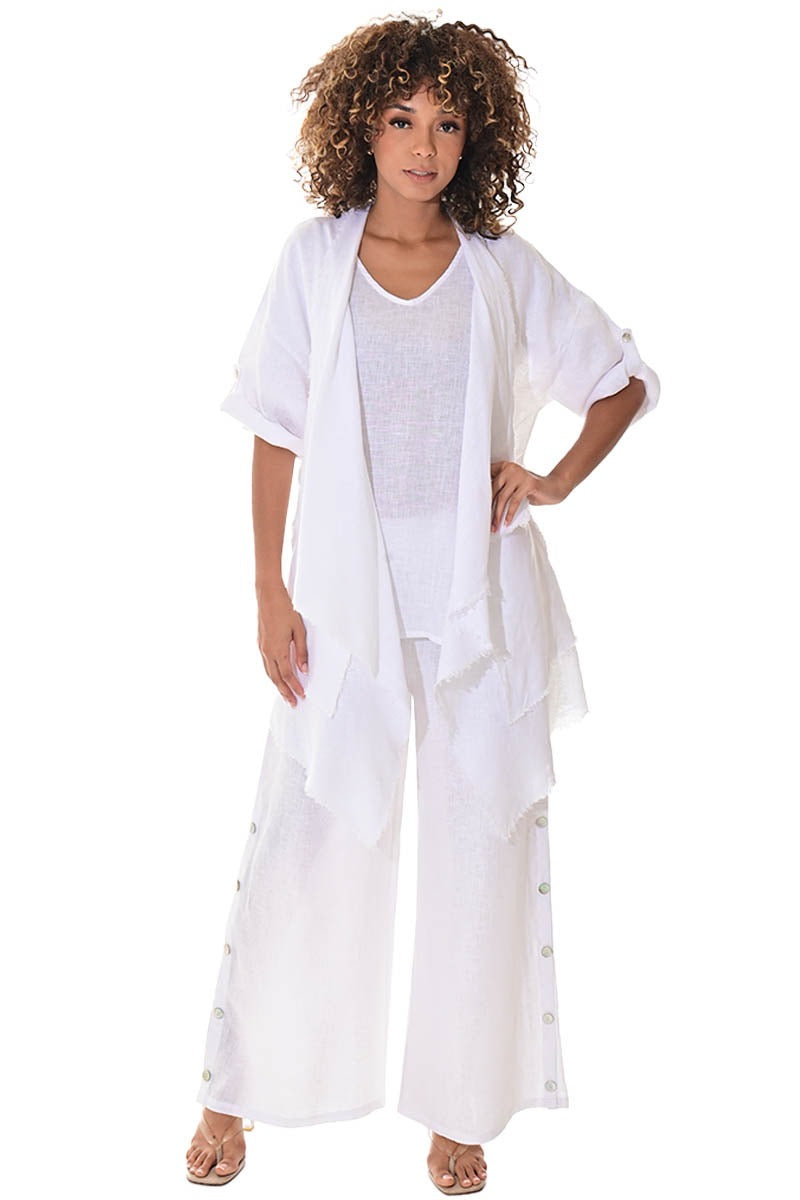 Women's Lightweight Linen Cascade Blazer – Open-Front Layering Top - LLWB3107 - Casual Tropical Wear