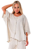 Azucar 100% Linen Button Down Butterfly Blouse in (2) Colors - LLB1697