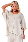 Azucar 100% Linen Button Down Butterfly Blouse in (2) Colors - LLB1697