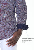 Bohio Mens Casual Print Shirt - Vacay Long Sleeve Button Up Night Life - MXL1682 Cuff
