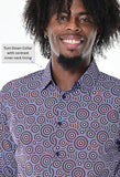 Bohio Mens Casual Print Shirt - Vacay Long Sleeve Button Up Night Life - MXL1682 Neck