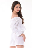 AZUCAR LADIES OFF SHOULDER PUFFY SLEEVES WHITE BLOUSE - LCB1729 - Casual Tropical Wear