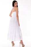 AZUCAR LADIES SLEEVELESS LONG DRESS 100% COTTON - BEACH WEAR - White back viewLCD1714
