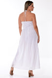 AZUCAR LADIES SLEEVELESS LONG DRESS 100% COTTON - BEACH WEAR - ON MODEL BACK VIEWLCD1717