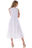 AZUCAR LADIES SLEEVELESS V-NECK LONG DRESS 100% COTTON - white back view on model  - LCD1738 Media 1 of 4