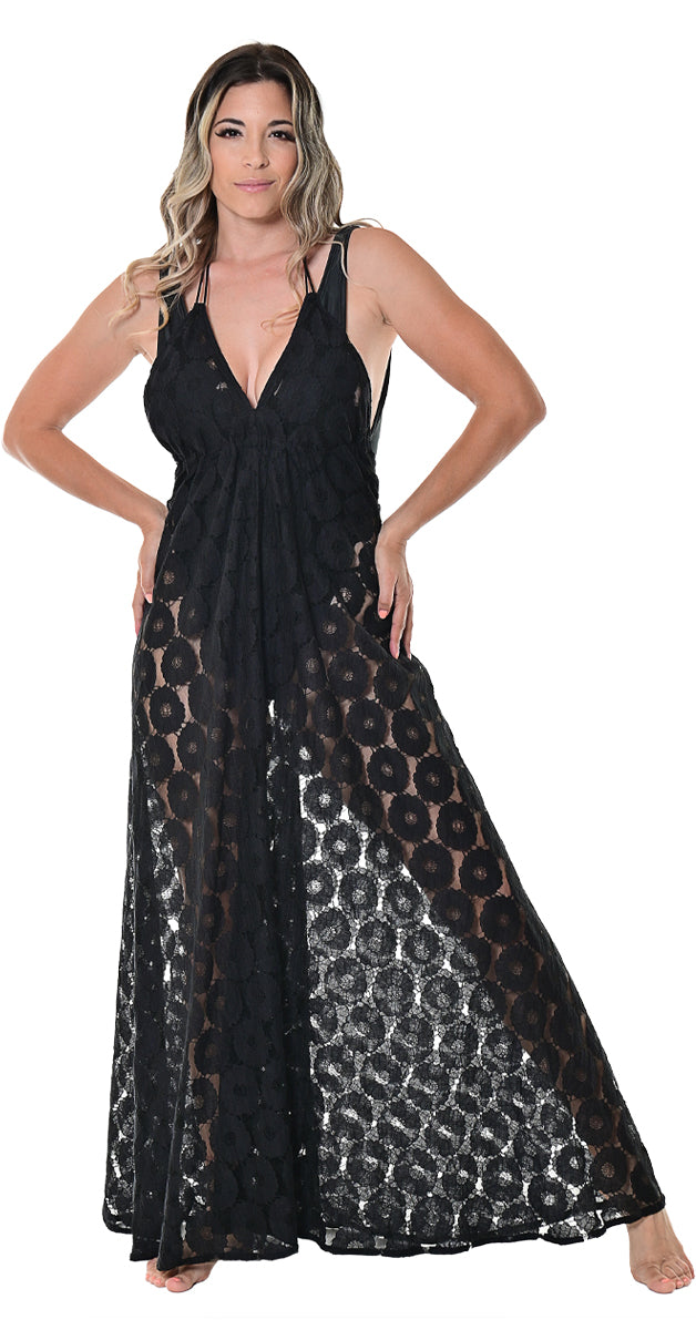 AZUCAR LADIES SLEEVELESS LACE DRESS 100% COTTON - BEACH WEAR - IN (2) COLORS - LCD1739 - Casual Tropical Wear