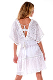 AZUCAR LADIES MINI COVER-UP DRESS WITH TASSELS 100% COTTON - on model back viewLCT1757