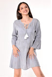 Azucar Ladies Cotton Short Length Beach Tunic w/Sea Shells & Flair Sleeve - LCT1764 - Casual Tropical Wear