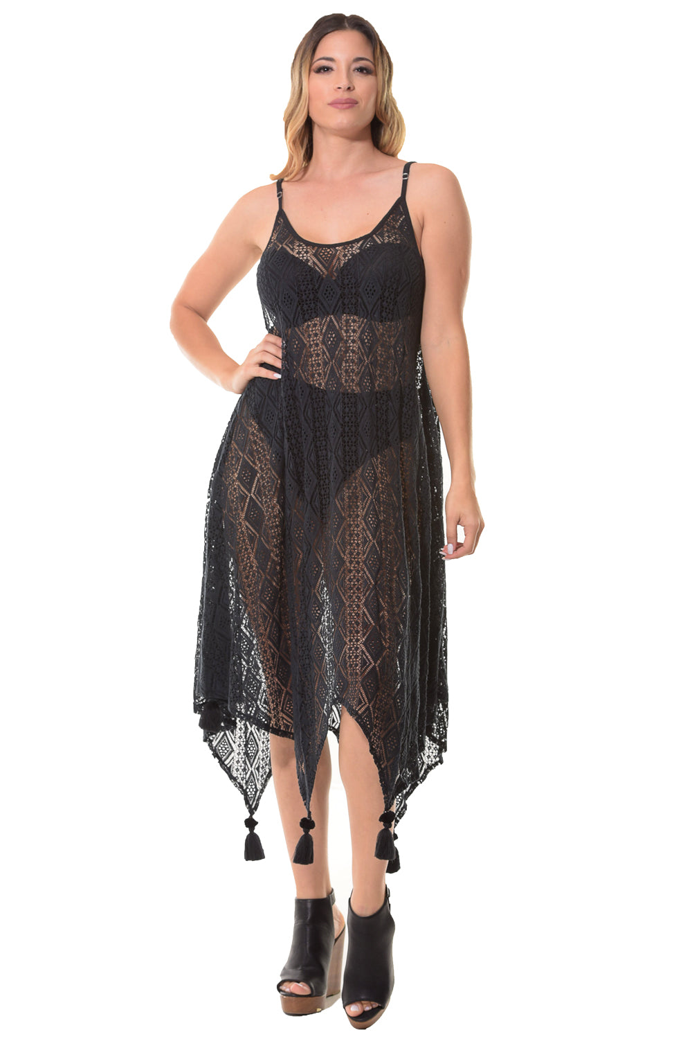Azucar Ladies Beach Cover up Dress with Patterned Design - In (2) Colors - LKT1301 - Casual Tropical Wear