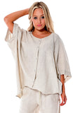 AZUCAR LADIES BUTTERFLY BLOUSE 100% LINEN  - LLB1697 Natural 