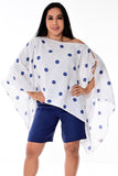 AZUCAR LADIES 100% LINEN PONCHO WITH POLKA DOTS - IN (2) COLORS - LLB1728