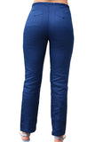 Azucar Ladies Linen Drawstring Lined Flat Front (2) Back Pocket Pants In navy back - LLGP108