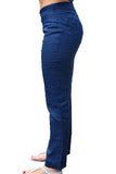 Azucar Ladies Linen Drawstring Lined Flat Front (2) Back Pocket Pants In navy side - LLGP108