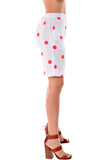 AZUCAR FLAT FRONT 2 POCKETS SHORTS 100% LINEN - white/red side view - LLH1727