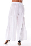 AZUCAR LADIES PALAZZO PANTS 100% LINEN - white back view - LLP1702