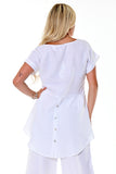 AZUCAR LADIES CASUAL V-NECK TUNIC 100% LINEN - IN (4) COLORS - LLWB110 white back 