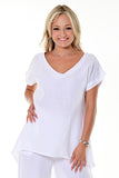 AZUCAR LADIES CASUAL V-NECK TUNIC 100% LINEN - IN (4) COLORS - LLWB110 white 