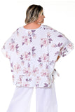 AZUCAR LADIES BUTTERFLY TOP WITH RUFFLES 100% LINEN - IN (3) COLORS - LLWB114 floral back 