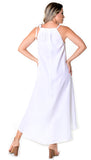 AZUCAR LADIES SLEEVELESS LONG HIGH LOW DRESS 100% LINEN - BACK VIEW SOLID - LLWD106