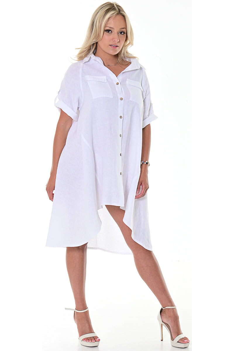 knee length dresses for ladies Ella Linen One Shoulder Dress