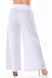 AZUCAR LADIES LONG LOOSE STRIPED PANTS WITH FRONT POCKETS 100% LINEN - white blue back - LLWP113S