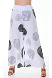 AZUCAR LADIES BIG PRINT PANTS 100% LINEN - white black - LLWP301