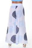 AZUCAR LADIES BIG PRINT PANTS 100% LINEN - white blue back - LLWP301