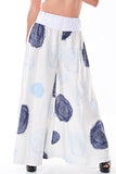 AZUCAR LADIES BIG PRINT PANTS 100% LINEN - white blue - LLWP301