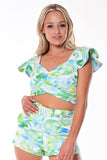 AZUCAR LADIES PRINTED BLOUSE WITH LINING - on model front LPB1702