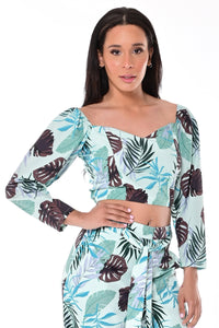 AZUCAR LADIES PRINTED LONG SLEEVES BLOUSE WITH LINING - on model LPB1704