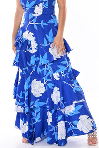 AZUCAR LADIES PRINTED RUFFLES SKIRT WITH LINING - front view LPK1707