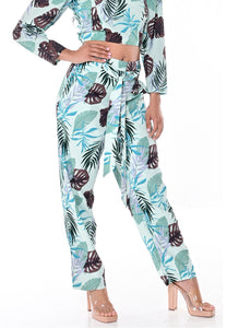 AZUCAR LADIES PRINTED LONG PANTS WITH LINING - front view LPP1705